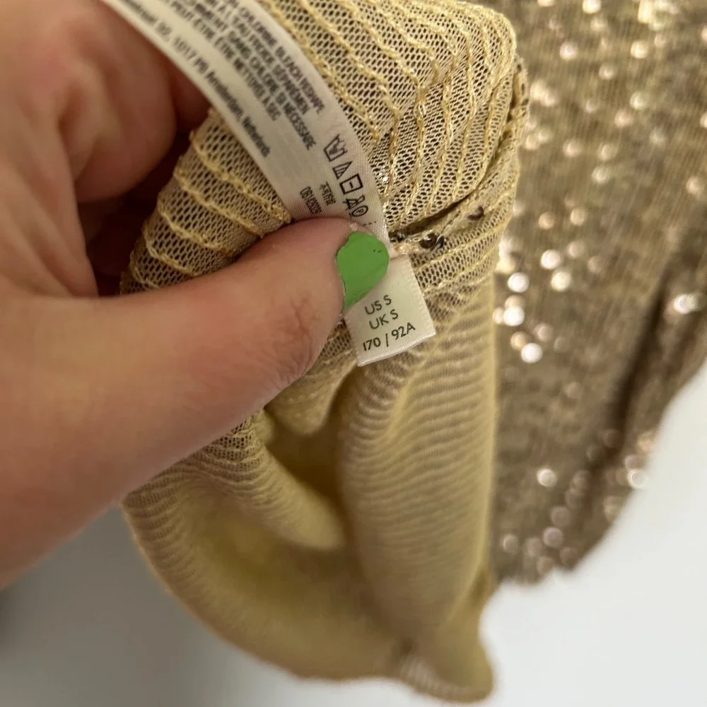 Free People‎ Gold Sequin Top Women's Size Small Going out Party Event Club Rave - Picture 6 of 6